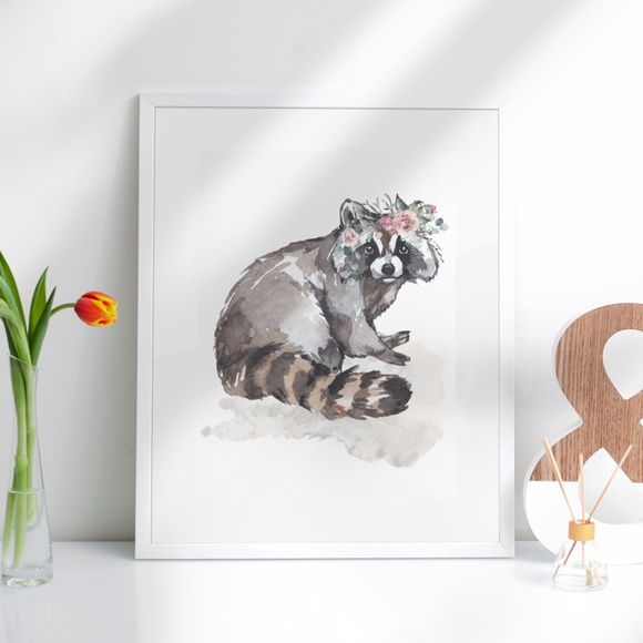 Raccoon Wall Art Watercolor Illustration Print Poster Unframed - Picture 3 of 10